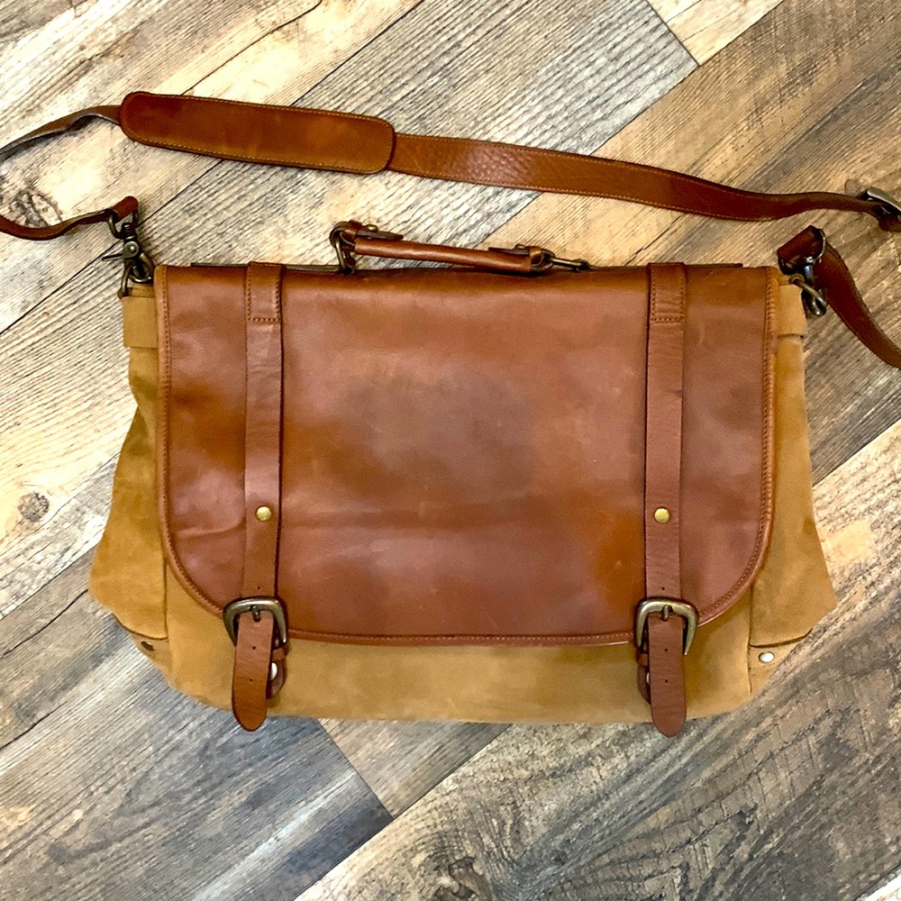 Brown Satchel Laptop Bag - genuine leather in great shape